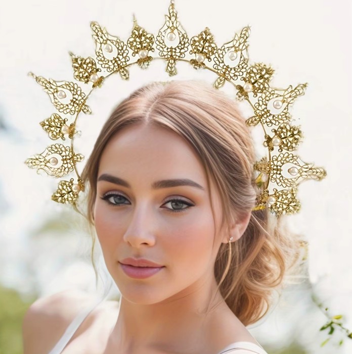 Braut Haarreift - Halo der Jungfrau Maria Gold