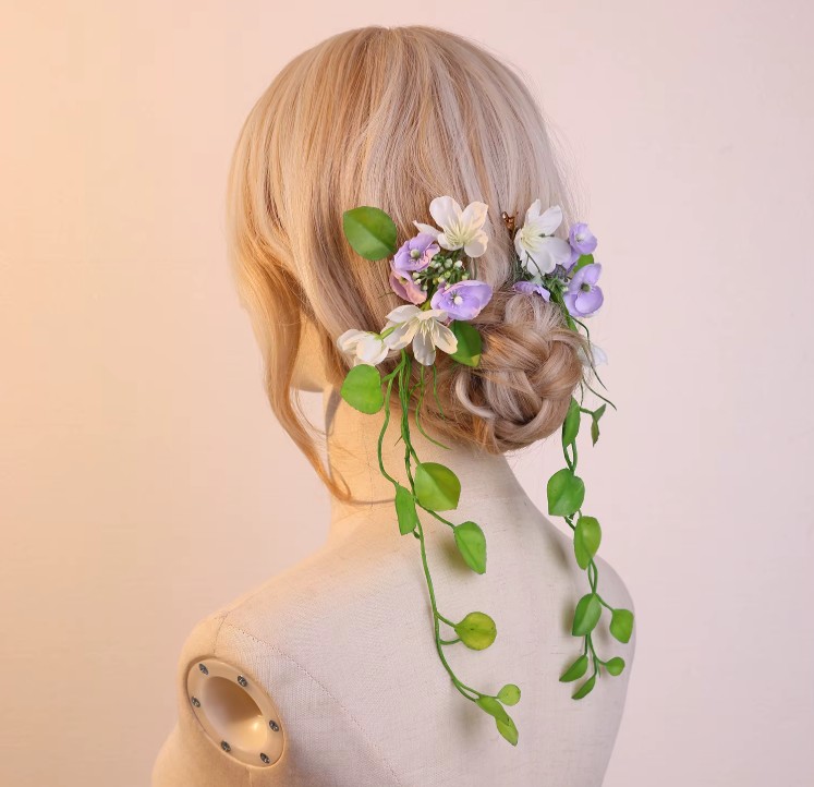 Braut Blumen-Haarspangen Jane mit langen Blättern