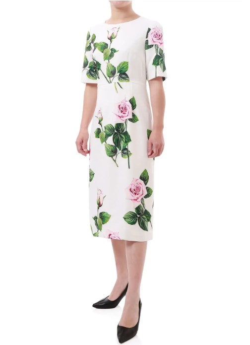 Elegantes I Linie Kurzarm Kleid Konrade für Hochzeitsgäste mit Blumenmuster