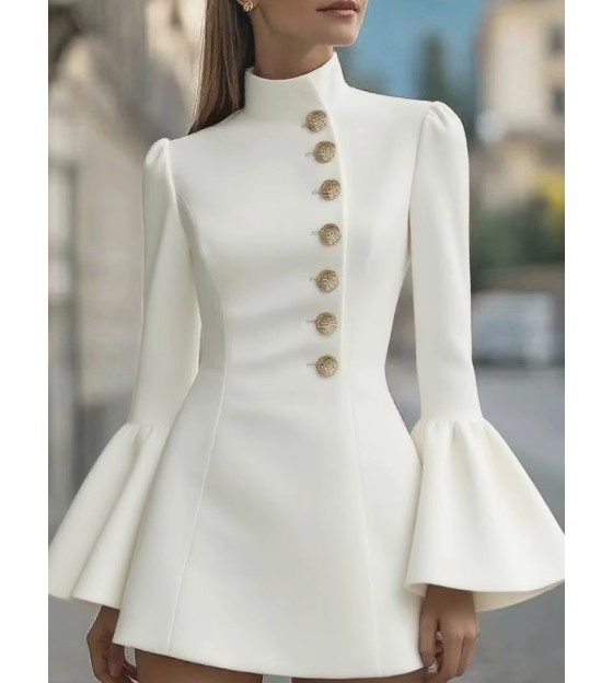Elegantes Braut Minikleid – Figurbetontes Langarm Kleid für Standesamt & Hochzeit