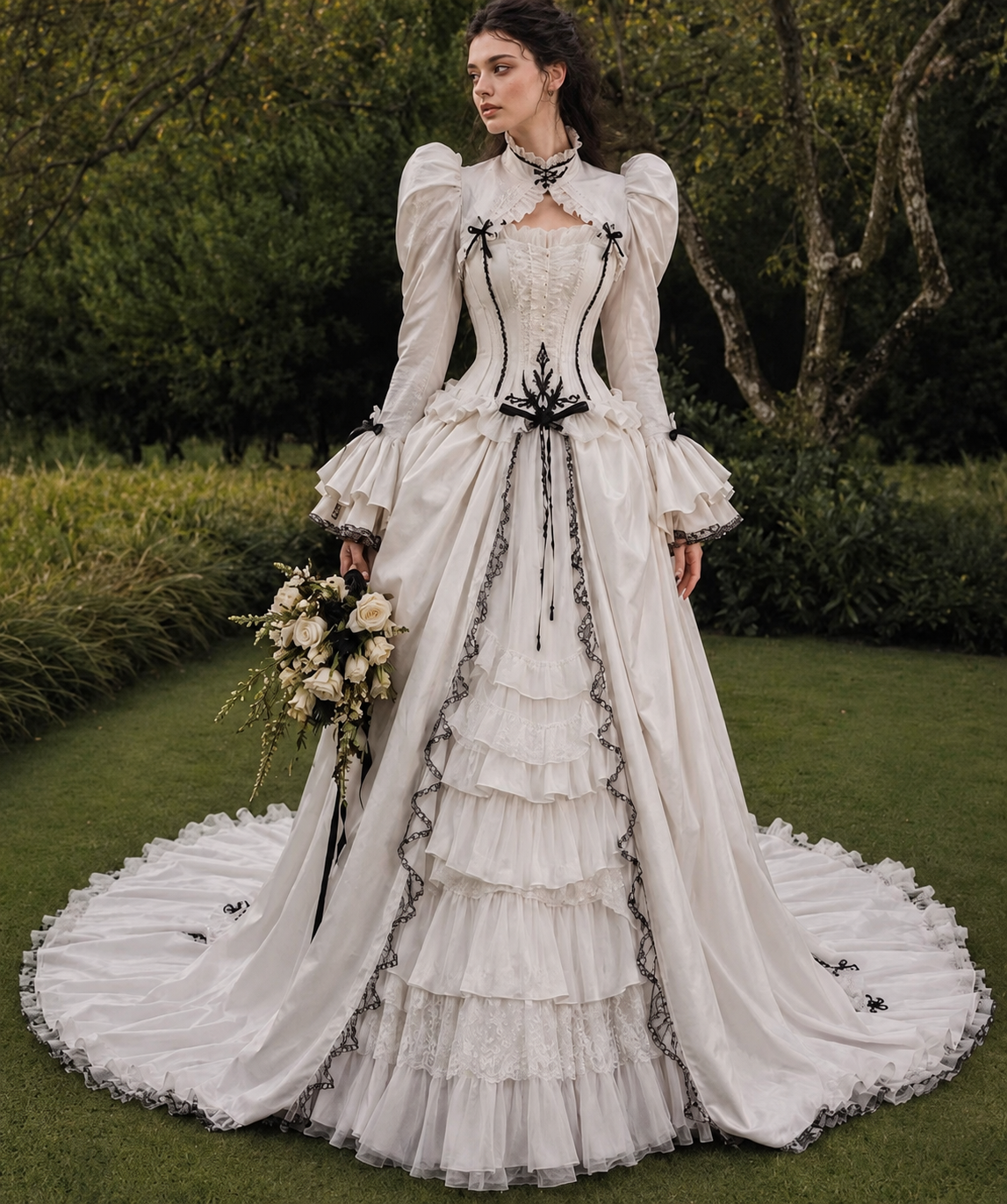 Vintage Viktorianisches Hochzeitskleid Weiß | Gothic Brautkleid