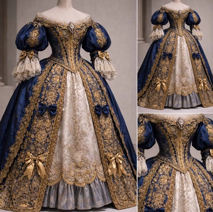 Viktorianisches Barock-Rokoko Brautkleid | Königliches Französisches Hofkleid