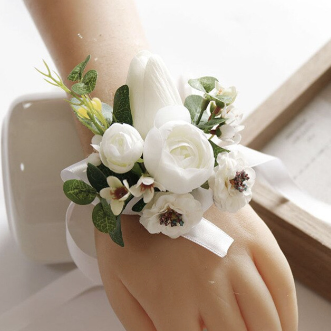 Blumenarmband Aline Weiß Elegant