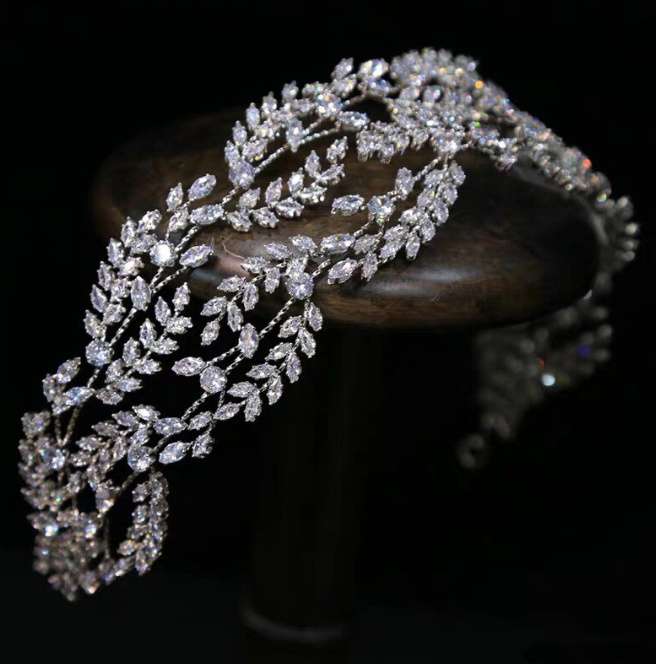 Hochzeit Haarband Braut Haarreif Kristall Tiara in Silber