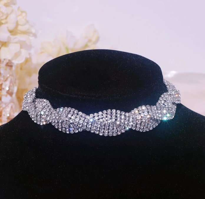 Luxus Geometrische Kristall Choker Halskette für die Braut