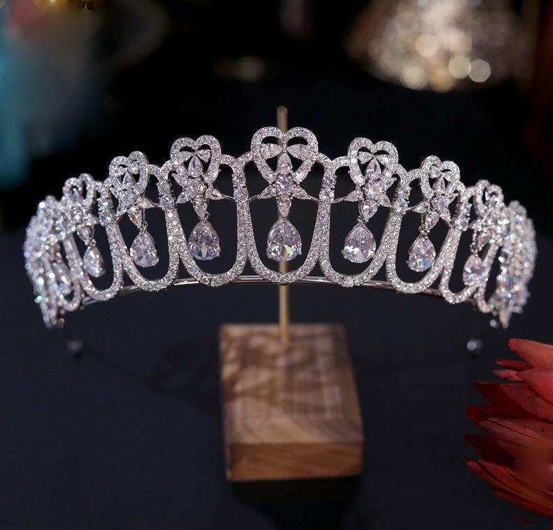 Zirkonia Braut Diadem Tiara Bine Klassisch