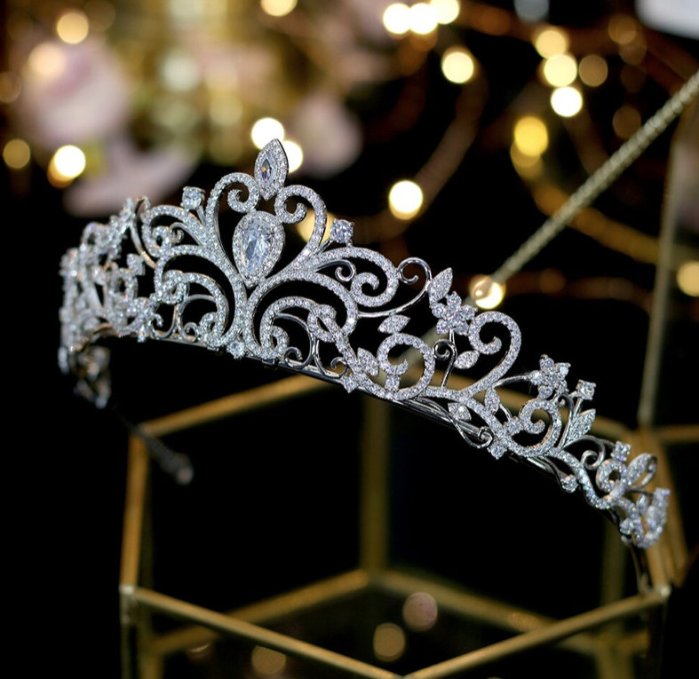 Zirkonia Braut Diadem Tiara Bloswen