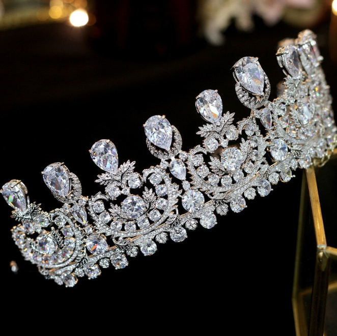 Kristall Königin Braut Tiara Diadem Carolin Silber