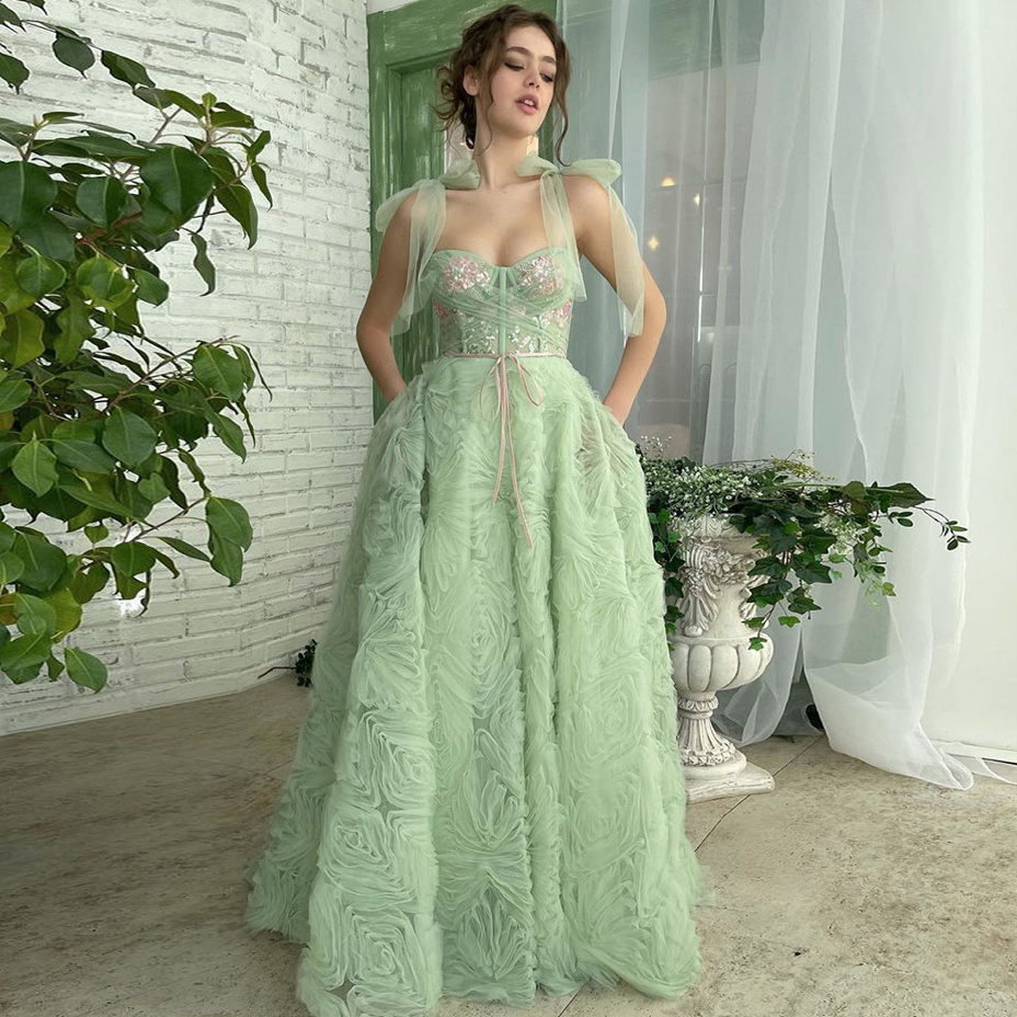 A Linie Kleid für Hochzeitsgäste Elegant und Festlich in Mintgrün Lang