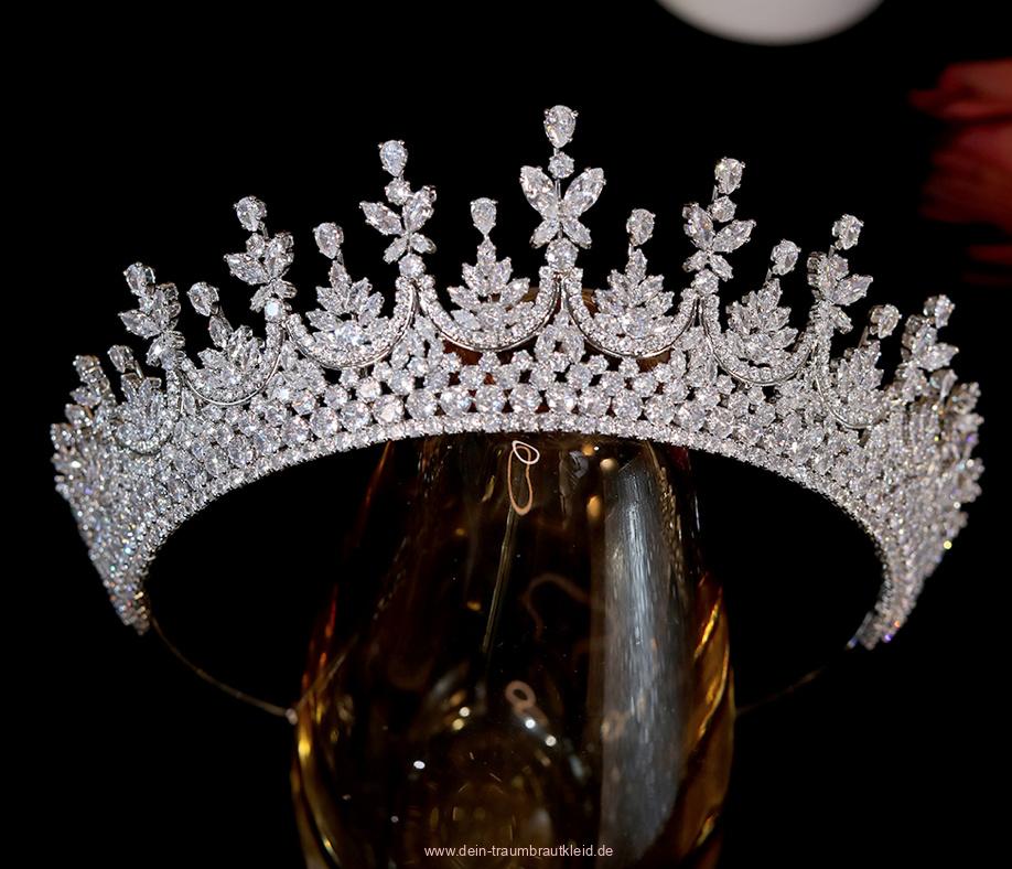 Brautmode 2024, Kristall Braut Tiara Diadem Hyacinthe in Silber Klassisch  Elegant