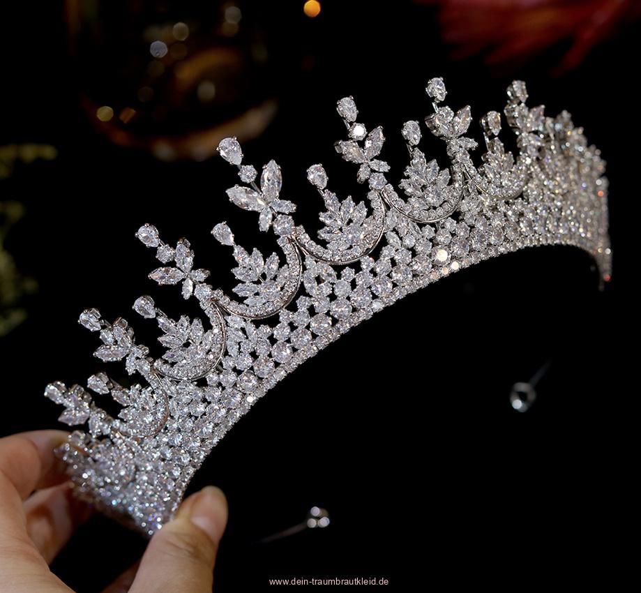 Brautmode 2024, Kristall Braut Tiara Diadem Hyacinthe in Silber Klassisch  Elegant